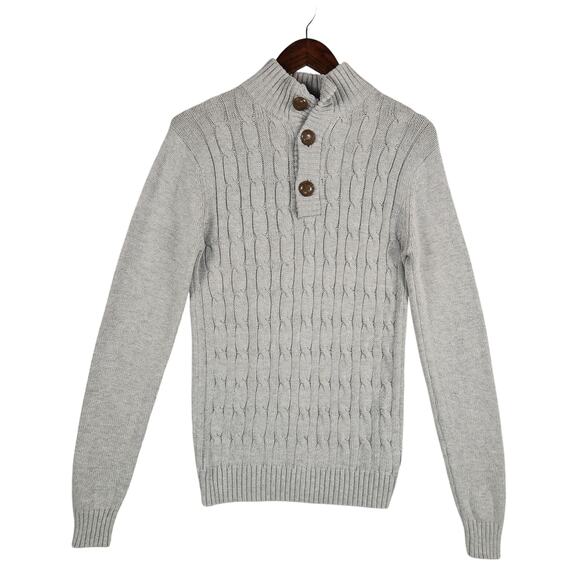 Kian D Mens Sweater Button Cable Knit Gray Size M Long Sleeve Cotton Blend EUC - Picture 1 of 11